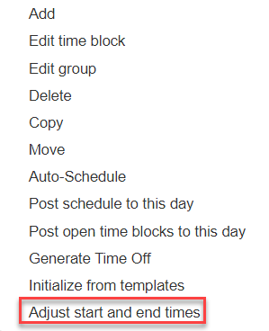 setting default shift start end times - caterease... Adjust start and end times